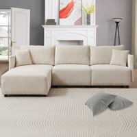 Balendin 106.40" Built-In USB Port Corduroy Custom Sectionals,Modular