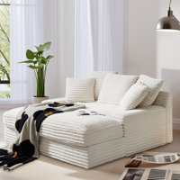 Latitude Run 64inch Modern Upholstered Indoor Chaise Lounge With 5 Pillows, Glauser Oversized Corduroy Sleeper Sofa Bed by Latitude Run