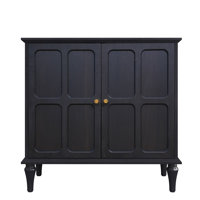 Gurbachan 31" Mid-Century 2-Door Cabinet with Adjustable Shelves and Removable Tall Wine Glass Rack