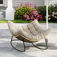 Patio Steel Egg-shaped Rocking Chair With Cushion by Bay Isle Home