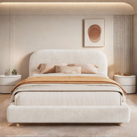 Karsten Bed With Curve-shaped Headboard And Boucle Fabric by Ivy Bronx