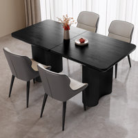 Modern Rectangular Black Dining Table Set For Kitchen, Bar, Living Room by Ivy Bronx