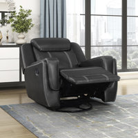 Deese 39.5" Modern Faux Leather Swivel Glider Reclining Chair with 360° Swivel & Gentle Gliding by Latitude Run