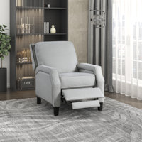 Dutes 30" Transitional Chenille Push Back Reclining Chair with Nailhead Trim & Push-Back Motion by Lark Manor