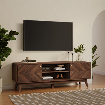 Theo 63-Inch Mid-Century Modern Credenza TV Console with Storage by Millwood Pines