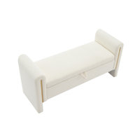 Modern Teddy Bed End Bench With Arms And Storage,Upholstered Large Foot Rest Stool, Comfy Window Vanity Bench For Living Room,Bedroom,Dorm,Coffee Tabl