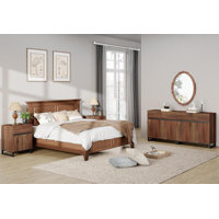 Nellie 3-Piece Modern Storage Furniture Set, Entertainment Center For Tvs Up To 70 Inches, 2 Nightstands With Drawers And Cabinets For Bedroom, Oak by Latitude Run