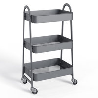 3 Tier Small Rolling Cart,metal Storage Organizer,kitchen Bathroom Trolley,office Shelves by Rebrilliant