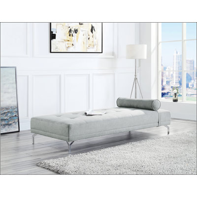 Quenti Sofa Bed W/Pillow In Gray Melange Velvet by Mercer41