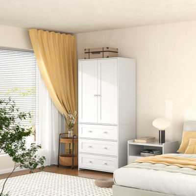 2-Door Sandrea With Mirror, Wardrobe Closet With 3 Drawers by Latitude Run