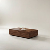 Modern Walnut Rectangular Coffee Table With Sliding Top And Hidden Storage, Elegant Living Room Furniture by Millwood Pines