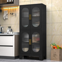 Mordern Kitchen Pantry Storage Cabinets With Acrylic Doors And Adjustable Shelves