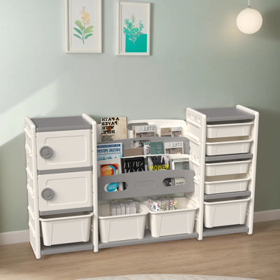 Kids Toy Storage Organizer With Removable Bins And 4-tier Bookshelf