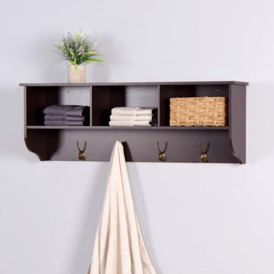 Jacquille Wall Mounted Entryway Coat Rack with 4 Dual Hooks | Wooden Storage Shelf for Entryways & Living Rooms, Space-Saving Design by Winston Porter
