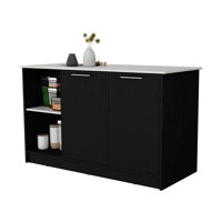 Black and Onyx Double Door Cabinets Kitchen Island by Latitude Run