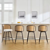 Cane Back Swivel Upholstered Counter & Bar Stool by Bayou Breeze