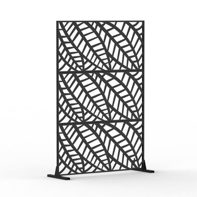 Metal Privacy Screen, Freestanding Outdoor Indoor Divider, Decorative Privacy Screen Panels For Balcony Patio Garden, Leaf-Shaped by Lark Manor