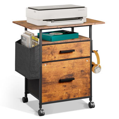 File Cabinet Printer Stand, Mobile Filing Cabinet With 2 Storage Drawers, For Hanging A4, Letter Size File Folders, Open Shelf With Storage Bag And Ho by 17 Stories
