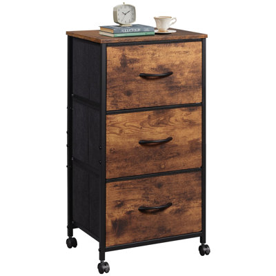 Dresser With 3 Drawers, Fabric Nightstand, Cabinet With Wheels, Organizer Storage Dresser For Bedroom, Office, Closets, Sturdy Steel Frame, Easy Pull by 17 Stories