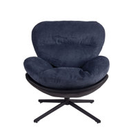 360° Swivel Accent Chair,Modern Chenille Chair with Faux Leather and Metal Base Frame by Corrigan Studio
