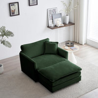 Modern Sofa Accent Chair With Ottoman, Living Room Club Chair Chenille Upholstered Armchair , Reading Chair For , Chenille by Ebern Designs