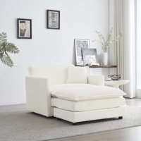 Modern Sofa Accent Chair With Ottoman, Living Room Club Chair Chenille Upholstered Armchair , Reading Chair For , Chenille by Ebern Designs