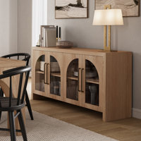 Coady 60" Curved Arch Four Door Sideboard Storage Cabinet - Natural by Latitude Run