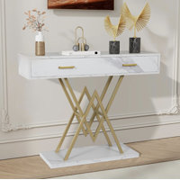 Console Table Gold Sofa Tables Narrow Entryway Table With Storage And Shelves by Mercer41
