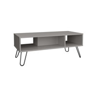 Depot E-shop Neasa Coffee Table With 4 Legs And 2 Shelves, White by George Oliver