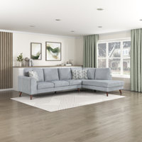 Jandreau 112" Modern & Contemporary Chenille 2-Piece Sectional with Reversible Back Cushions, High-Density Foam & 3 Décor Pillows by George Oliver