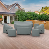 5 Person Patio Conversation Set Cover, Weather Resistant Cover For Natural Color Textured Wicker Furniture Set by Arlmont & Co.