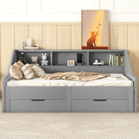 Daybed Frame With Storage Bookcases, 2 Drawers & Charging Design by Red Barrel Studio