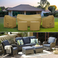 Patio Furniture Cover Set, 5 Piece Outdoor Furniture Covers, Water-Repellent UV & Weather Resistant Covers for Sofa, Chairs & Ottomans with Elastic & by Arlmont & Co.