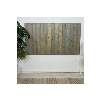 Canyon River Bluish-Gray Finish Solid Wood Headboard with Smooth Natural Wood Grain, Handcrafted Wall-Mounted Panels, Coastal Modern Bedroom Décor by Loon Peak