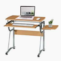 Techni Mobili Compact Computer Desk with Side Shelf and Keyboard Panel, Cherry by Latitude Run