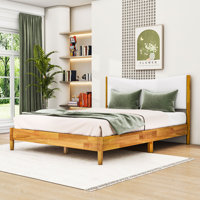 Paryanka Queen Wooden Platform Bed with Upholstered