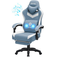 Reclining Ergonomic Fabric PC & Racing Game Chair With Bluetooth Speakers And Vibration Lumbar Pillow by Inbox Zero