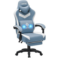 Reclining Ergonomic Fabric PC & Racing Game Chair with Vibration Lumbar Pillow by Latitude Run