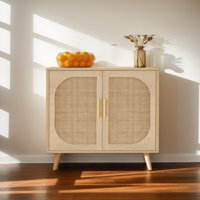 Busard Buffet Sideboard Cabinet with 2 Doors and 4 Compartments for Storage, Accent Cabinet with Solid Wood Feet and Adjustable Shelves by Bay Isle Home