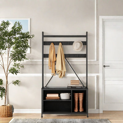 Hall Tree With Coat Rack, Shoe Bench And 8 Hooks by 17 Stories