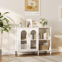 Buffet Sideboard Cabinet, Wooden Storage Cabinet With Glass Doors by Lark Manor