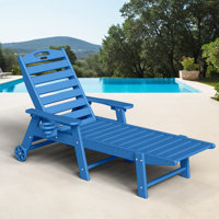 Wheels Lounge Chaise Outdoor Pool Lounge Chair Swimming Reclining Outdoor Chaise Lounge With Cup Holder by Latitude Run
