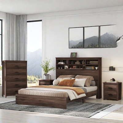 Zenley Bedroom Sets Included 1 Wooden Bed With Storage Headboard, 2 Nightstands And 1 Dresser by Winston Porter