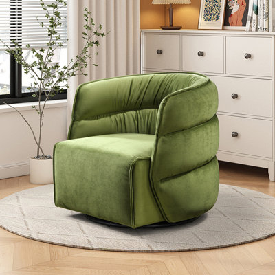 Amundsen Mid-Century Modern Velvet Swivel Barrel Chair by Latitude Run