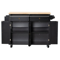 Kitchen Island With Sliding Drop Leaf For Bar Table, Kitchen Carts On Wheels With Storage, Towel Rack, Drawers Island Table For Kitchen, Dining Room, by Winston Porter