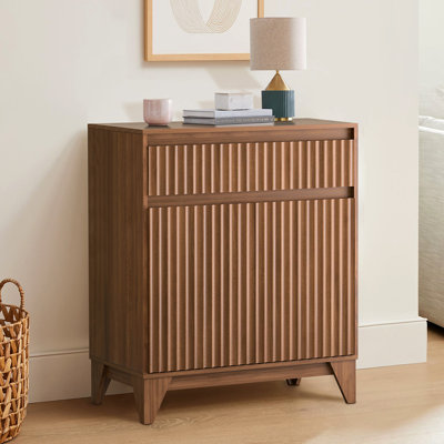Dejesus 38" Tall 2 - Door Accent Cabinet With Adjustable Shelf, Waveform Fluted Panel by Ebern Designs