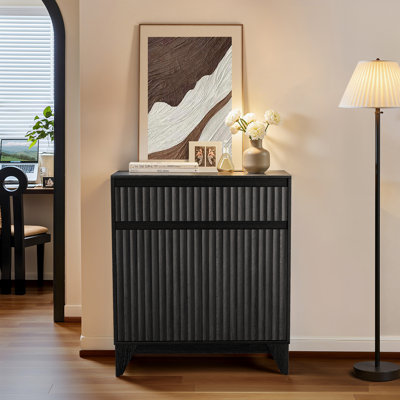 Dejesus 38" Tall 2 - Door Accent Cabinet With Adjustable Shelf, Waveform Fluted Panel by Ebern Designs