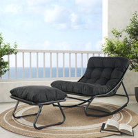 Caili Outdoor Steel Sling Rocking Chair Set With Ottoman by Wade Logan