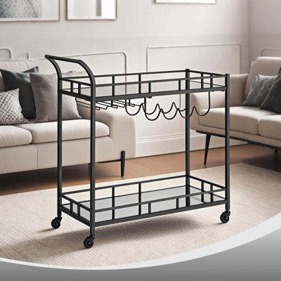2-tier Metal Bar Cart by Rebrilliant