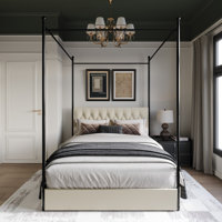 Jamerson Upholstered 4 Drawers Metal Storage Canopy Bed by Lark Manor